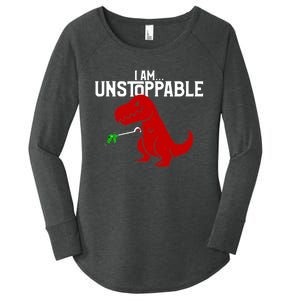 Cute & Funny I Am Unstoppable TRex Dinosaur TShirt Women's Perfect Tri Tunic Long Sleeve Shirt