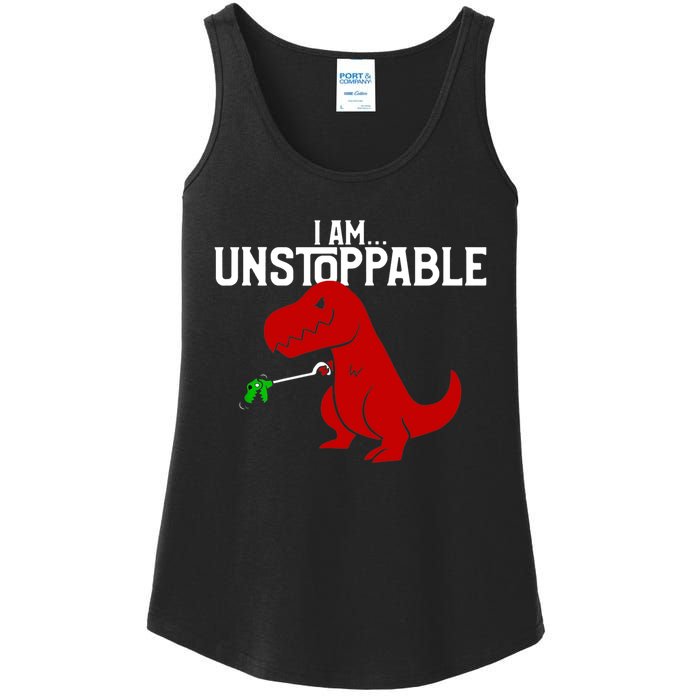 Cute & Funny I Am Unstoppable TRex Dinosaur TShirt Ladies Essential Tank