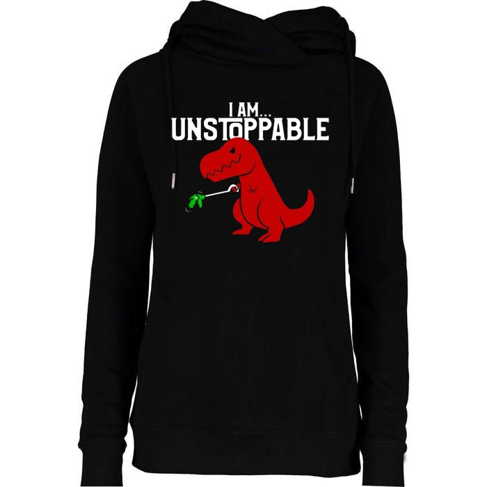 Cute & Funny I Am Unstoppable TRex Dinosaur TShirt Womens Funnel Neck Pullover Hood