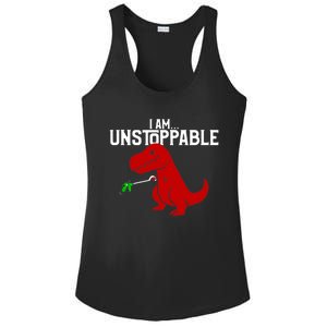 Cute & Funny I Am Unstoppable TRex Dinosaur TShirt Ladies PosiCharge Competitor Racerback Tank