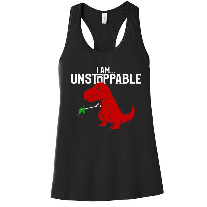 Cute & Funny I Am Unstoppable TRex Dinosaur TShirt Women's Racerback Tank