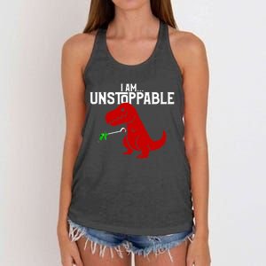 Cute & Funny I Am Unstoppable TRex Dinosaur TShirt Women's Knotted Racerback Tank