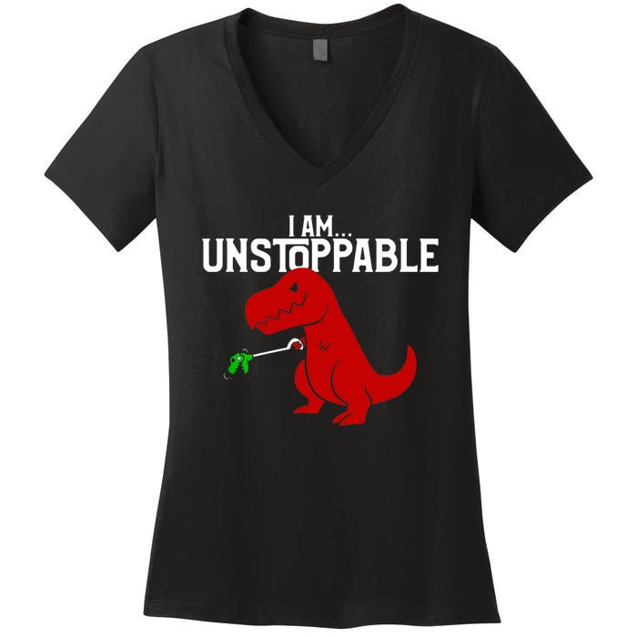 Cute & Funny I Am Unstoppable TRex Dinosaur TShirt Women's V-Neck T-Shirt