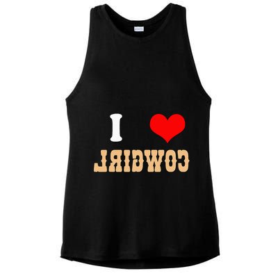 Country Funny I Heart Cowgirls I Love Reverse Cowgirl Ladies PosiCharge Tri-Blend Wicking Tank