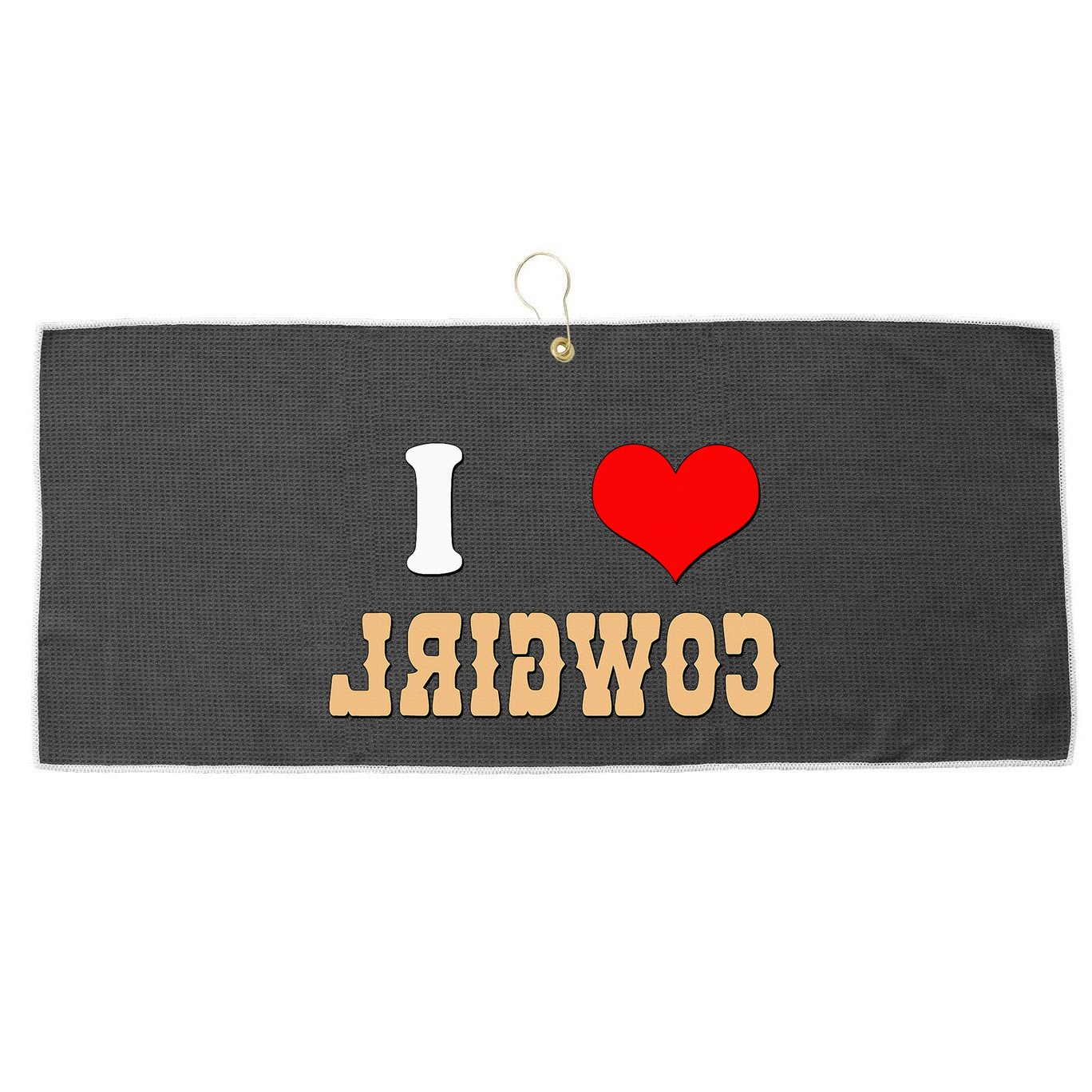Country Funny I Heart Cowgirls I Love Reverse Cowgirl Large Microfiber Waffle Golf Towel