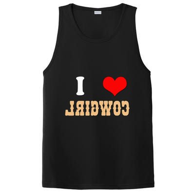Country Funny I Heart Cowgirls I Love Reverse Cowgirl PosiCharge Competitor Tank
