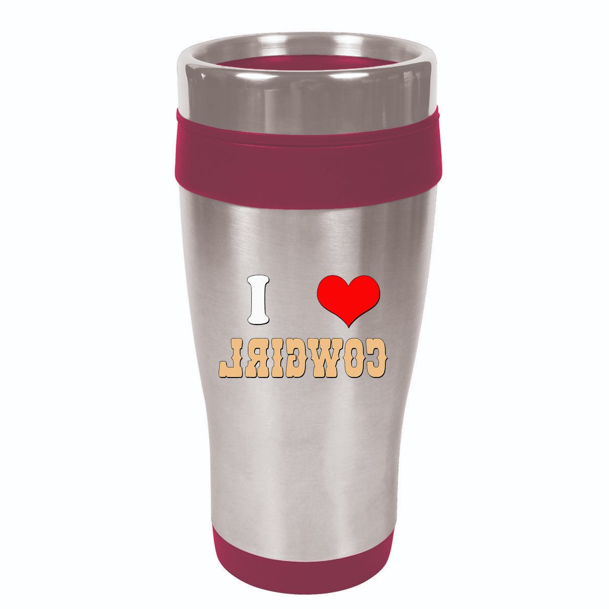 Country Funny I Heart Cowgirls I Love Reverse Cowgirl 16oz Travel Tumbler