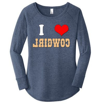 Country Funny I Heart Cowgirls I Love Reverse Cowgirl Women's Perfect Tri Tunic Long Sleeve Shirt