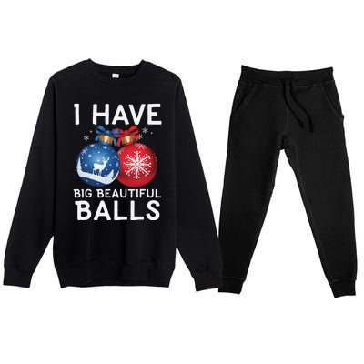 Christmas Funny I Have Big Beautiful Balls Xmas Premium Crewneck Sweatsuit Set