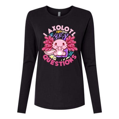 Cute Funny I Axolotl Questions Womens Cotton Relaxed Long Sleeve T-Shirt