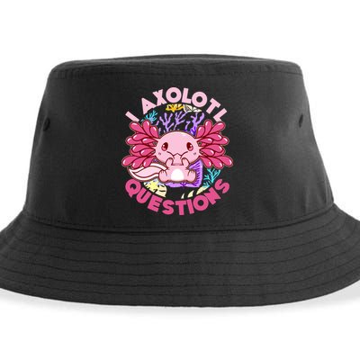 Cute Funny I Axolotl Questions Sustainable Bucket Hat