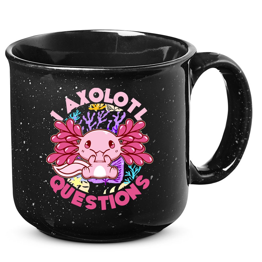 Cute Funny I Axolotl Questions 15oz Campfire Ceramic Mug