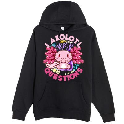 Cute Funny I Axolotl Questions Premium Pullover Hoodie