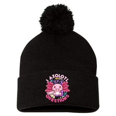 Cute Funny I Axolotl Questions Pom Pom 12in Knit Beanie