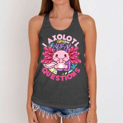 Cute Funny I Axolotl Questions Women's Knotted Racerback Tank