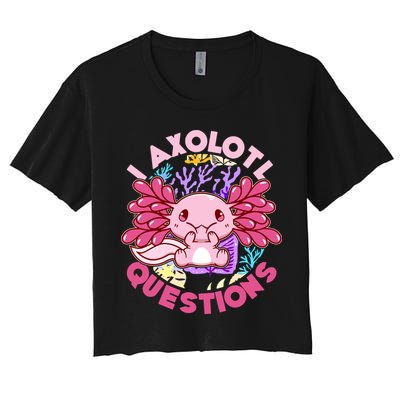 Cute Funny I Axolotl Questions Crop Top