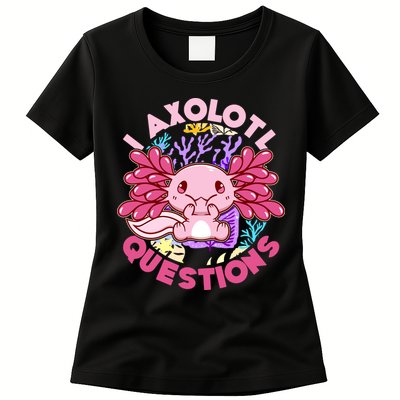 Cute Funny I Axolotl Questions Womens T-Shirt