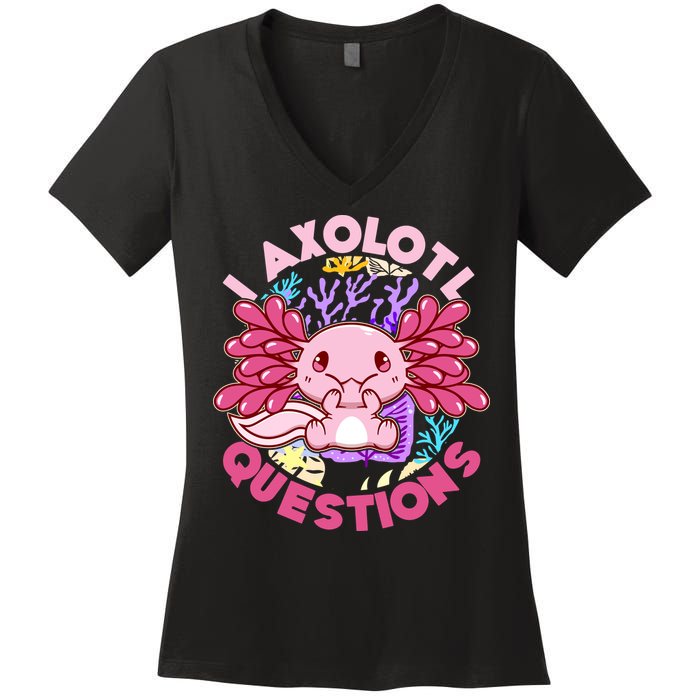 Cute Funny I Axolotl Questions Women's V-Neck T-Shirt