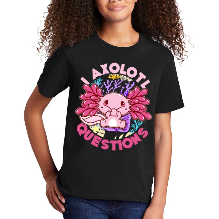 Cute Funny I Axolotl Questions Kids T-Shirt