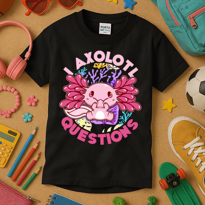 Cute Funny I Axolotl Questions Kids T-Shirt