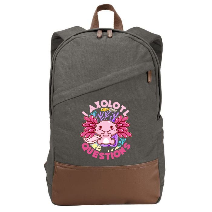 Cute Funny I Axolotl Questions Cotton Canvas Backpack