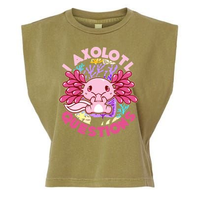 Cute Funny I Axolotl Questions Garment-Dyed Women's Muscle Tee