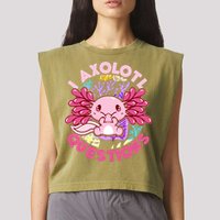 Cute Funny I Axolotl Questions Garment-Dyed Women's Muscle Tee
