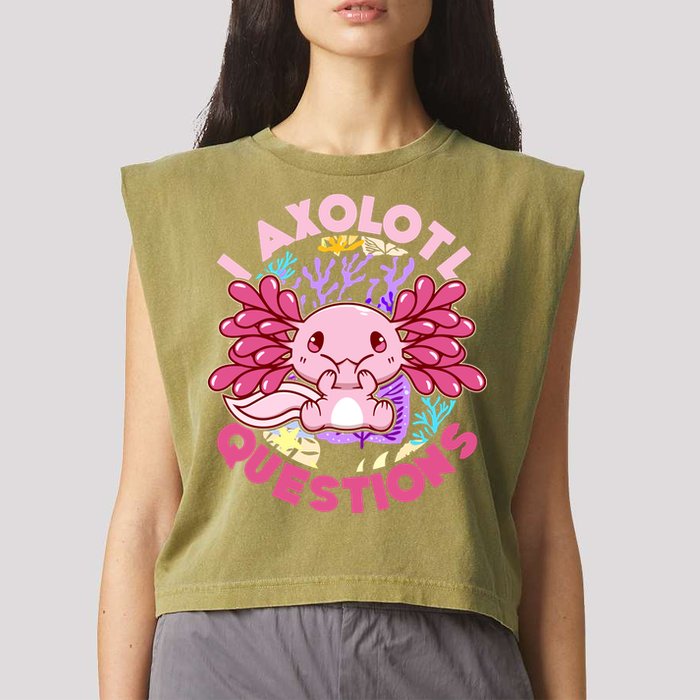 Cute Funny I Axolotl Questions Garment-Dyed Women's Muscle Tee