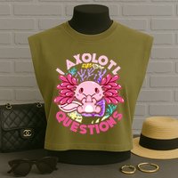 Cute Funny I Axolotl Questions Garment-Dyed Women's Muscle Tee
