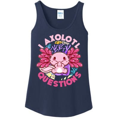 Cute Funny I Axolotl Questions Ladies Essential Tank