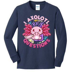 Cute Funny I Axolotl Questions Kids Long Sleeve Shirt