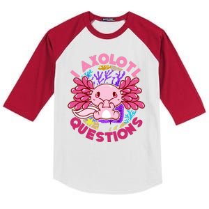 Cute Funny I Axolotl Questions Kids Colorblock Raglan Jersey