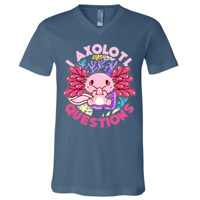 Cute Funny I Axolotl Questions V-Neck T-Shirt
