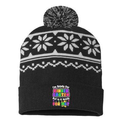 Cute Funny I'm Ready For Kindergarten But Is It Ready For Me USA-Made Snowflake Beanie