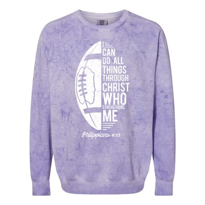 Christian Football I Can Do All Things Philippians 4 13 Gift Colorblast Crewneck Sweatshirt