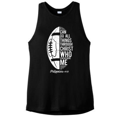 Christian Football I Can Do All Things Philippians 4 13 Gift Ladies PosiCharge Tri-Blend Wicking Tank