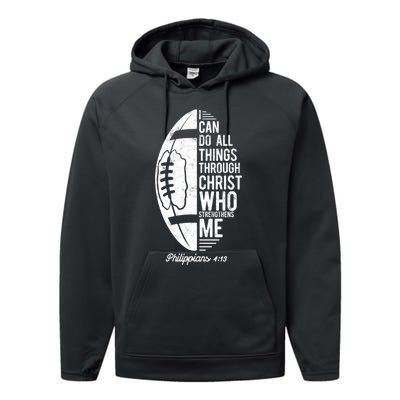 Christian Football I Can Do All Things Philippians 4 13 Gift Performance Fleece Hoodie