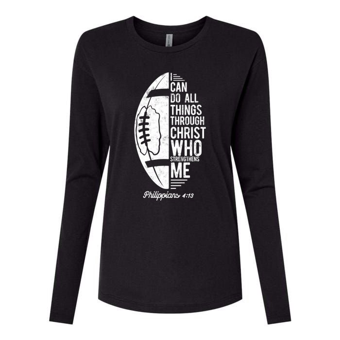 Christian Football I Can Do All Things Philippians 4 13 Gift Womens Cotton Relaxed Long Sleeve T-Shirt