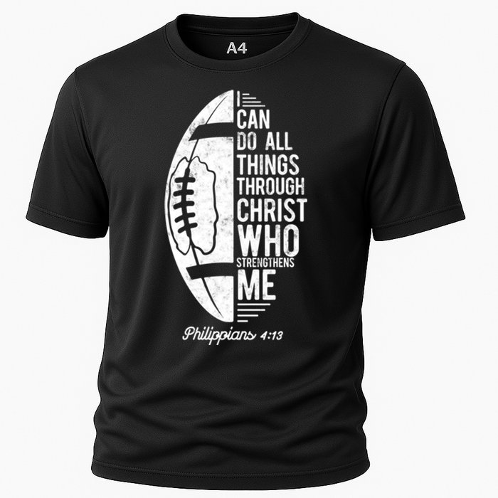 Christian Football I Can Do All Things Philippians 4 13 Gift Cooling Performance Crew T-Shirt