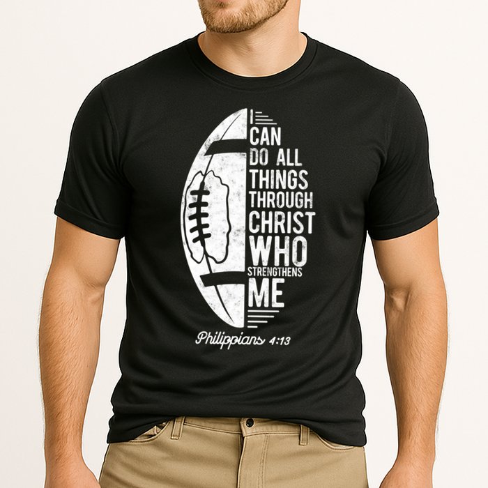 Christian Football I Can Do All Things Philippians 4 13 Gift Cooling Performance Crew T-Shirt