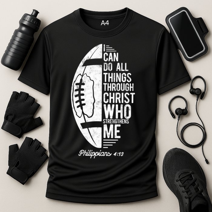 Christian Football I Can Do All Things Philippians 4 13 Gift Cooling Performance Crew T-Shirt