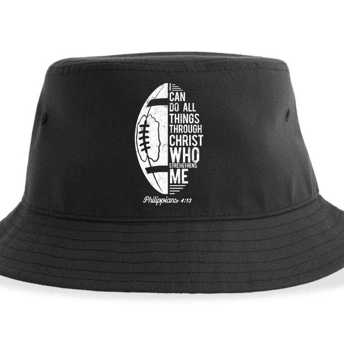 Christian Football I Can Do All Things Philippians 4 13 Gift Sustainable Bucket Hat