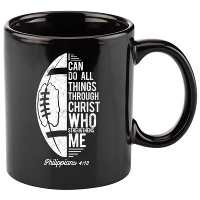 Christian Football I Can Do All Things Philippians 4 13 Gift 11oz C Handle Ceramic Mug