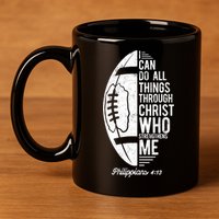 Christian Football I Can Do All Things Philippians 4 13 Gift 11oz C Handle Ceramic Mug