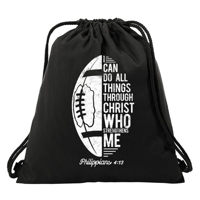 Christian Football I Can Do All Things Philippians 4 13 Gift Drawstring Bag