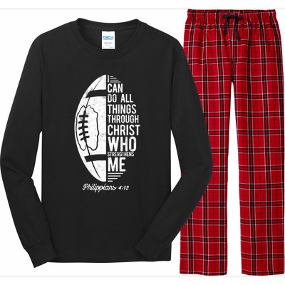 Christian Football I Can Do All Things Philippians 4 13 Gift Long Sleeve Pajama Set