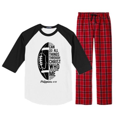 Christian Football I Can Do All Things Philippians 4 13 Gift Raglan Sleeve Pajama Set