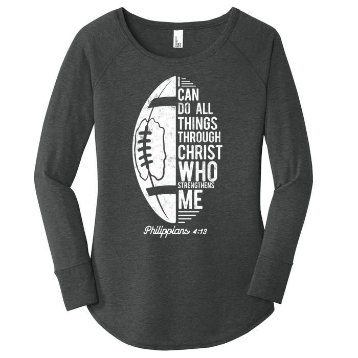 Christian Football I Can Do All Things Philippians 4 13 Gift Women's Perfect Tri Tunic Long Sleeve Shirt