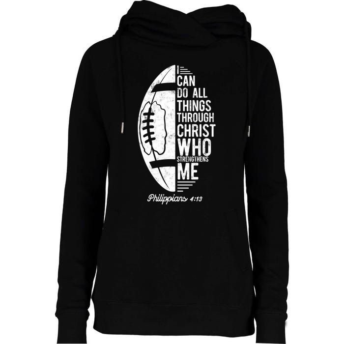 Christian Football I Can Do All Things Philippians 4 13 Gift Womens Funnel Neck Pullover Hood