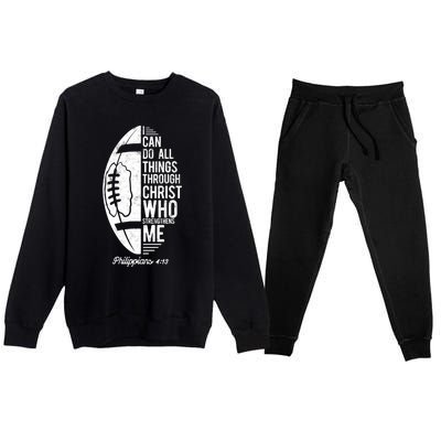 Christian Football I Can Do All Things Philippians 4 13 Gift Premium Crewneck Sweatsuit Set